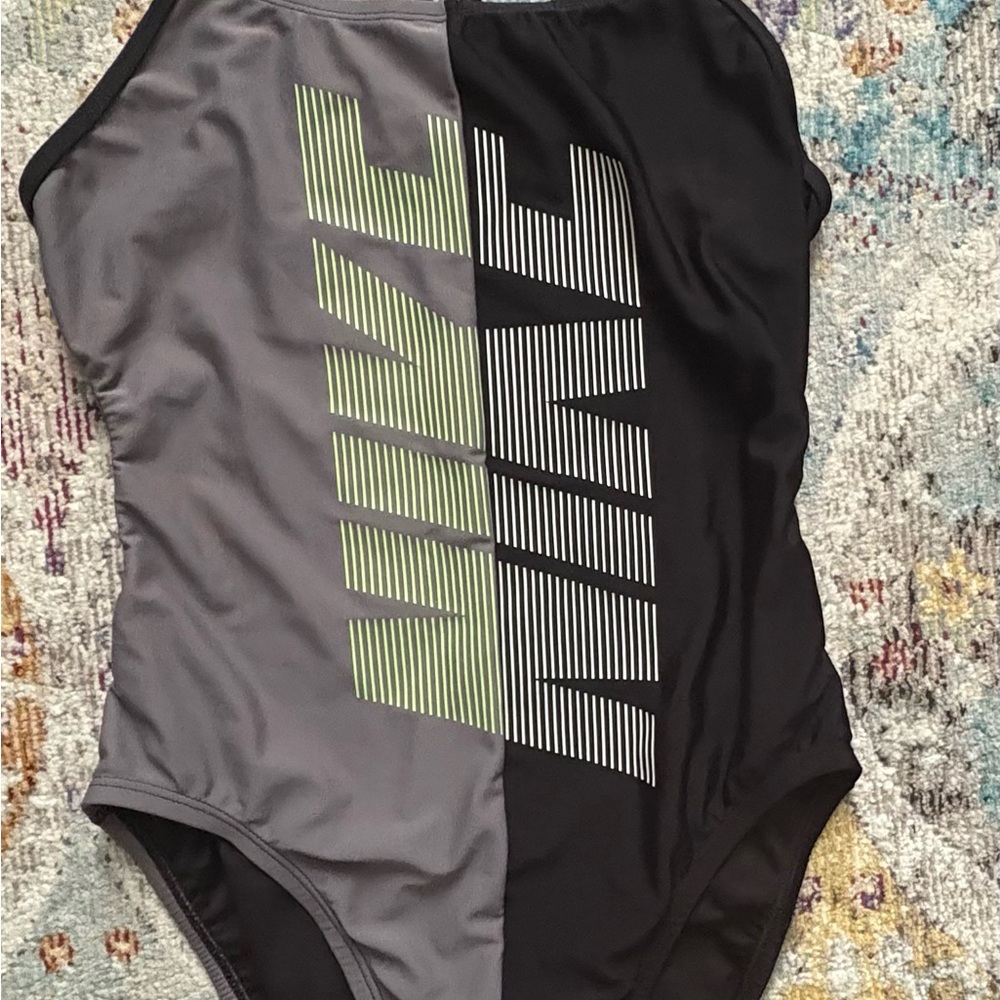 Nike Women's Black and Gray One Piece Swimsuit NWOT